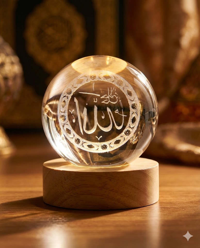 ALLAH Tasarımlı Kristal Islami Küre